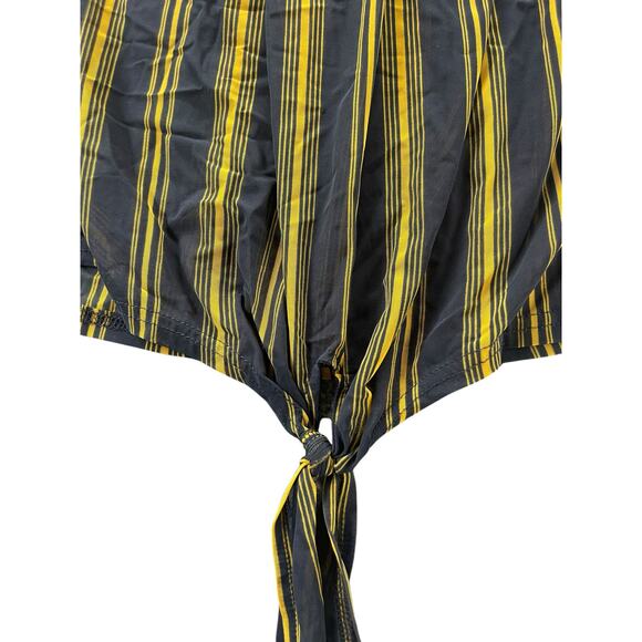 Ivy Rose Off-The-Shoulder Tie Front Navy Blue Yellow Stripe Top Womens Size 2X - Picture 4 of 8